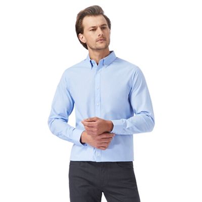 Blue textured regular fit shirt